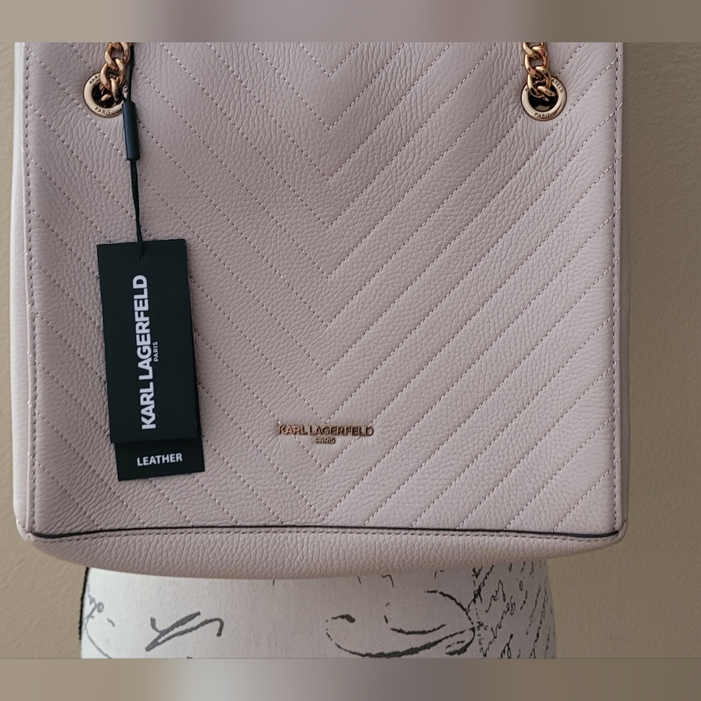 Karl Lagerfeld Creme  Quilted Leather Tote Bag Charlotte